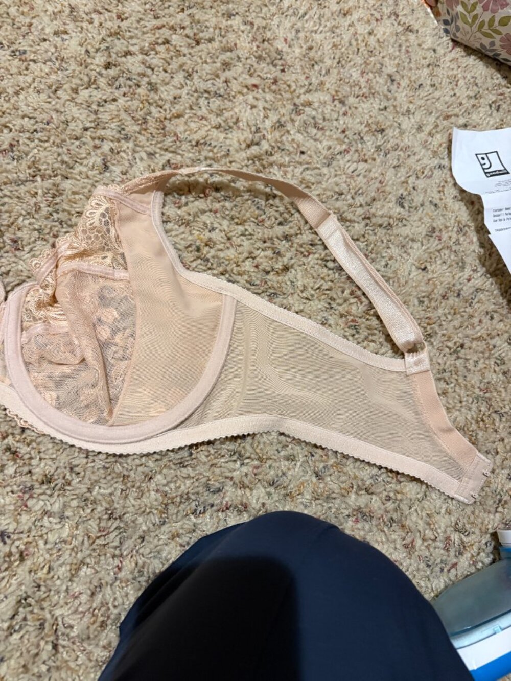 Wacoal 38D Tulip Embroidery Lace Bra Nude Tan 85702 - Picture 8 of 11